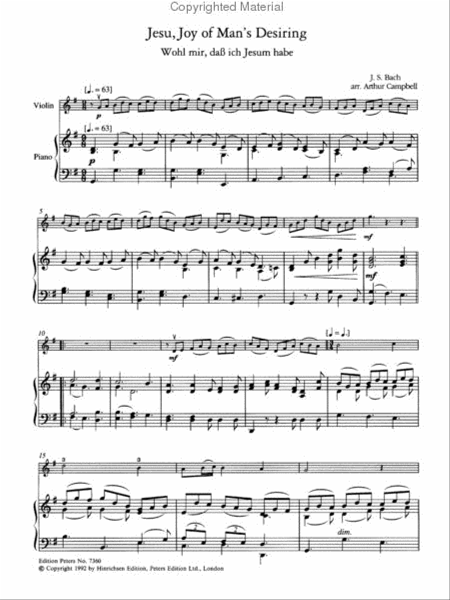Jesu, Joy of Man's Desiring (Arranged for Violin and Piano) Violin Solo scores gallery preview page 3