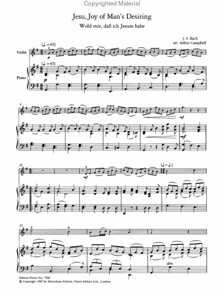 Jesu, Joy of Man's Desiring (Arranged for Violin and Piano)