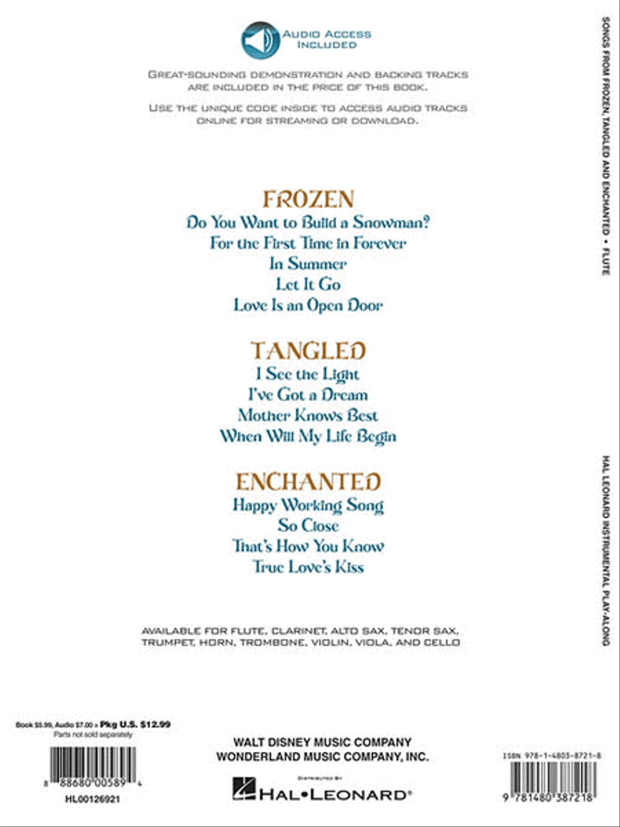 Songs from Frozen, Tangled and Enchanted Flute Solo scores gallery preview page 2