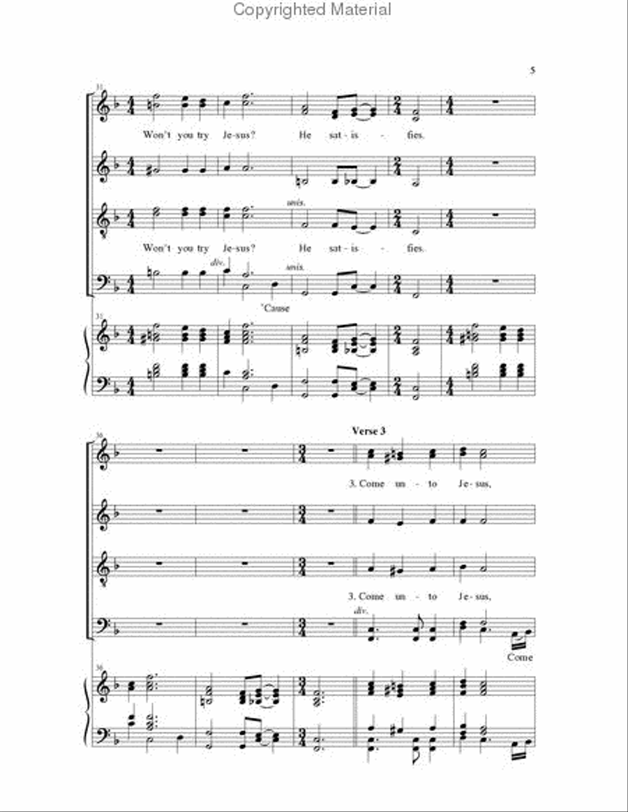 Try Jesus (He Satisfies) SSA scores gallery preview page 5