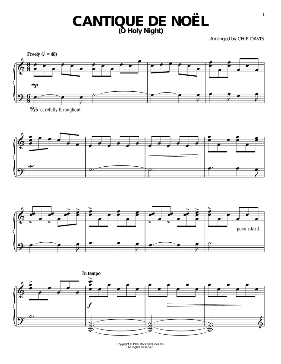 Cantique de Noel (O Holy Night) Piano Solo scores gallery preview page 1