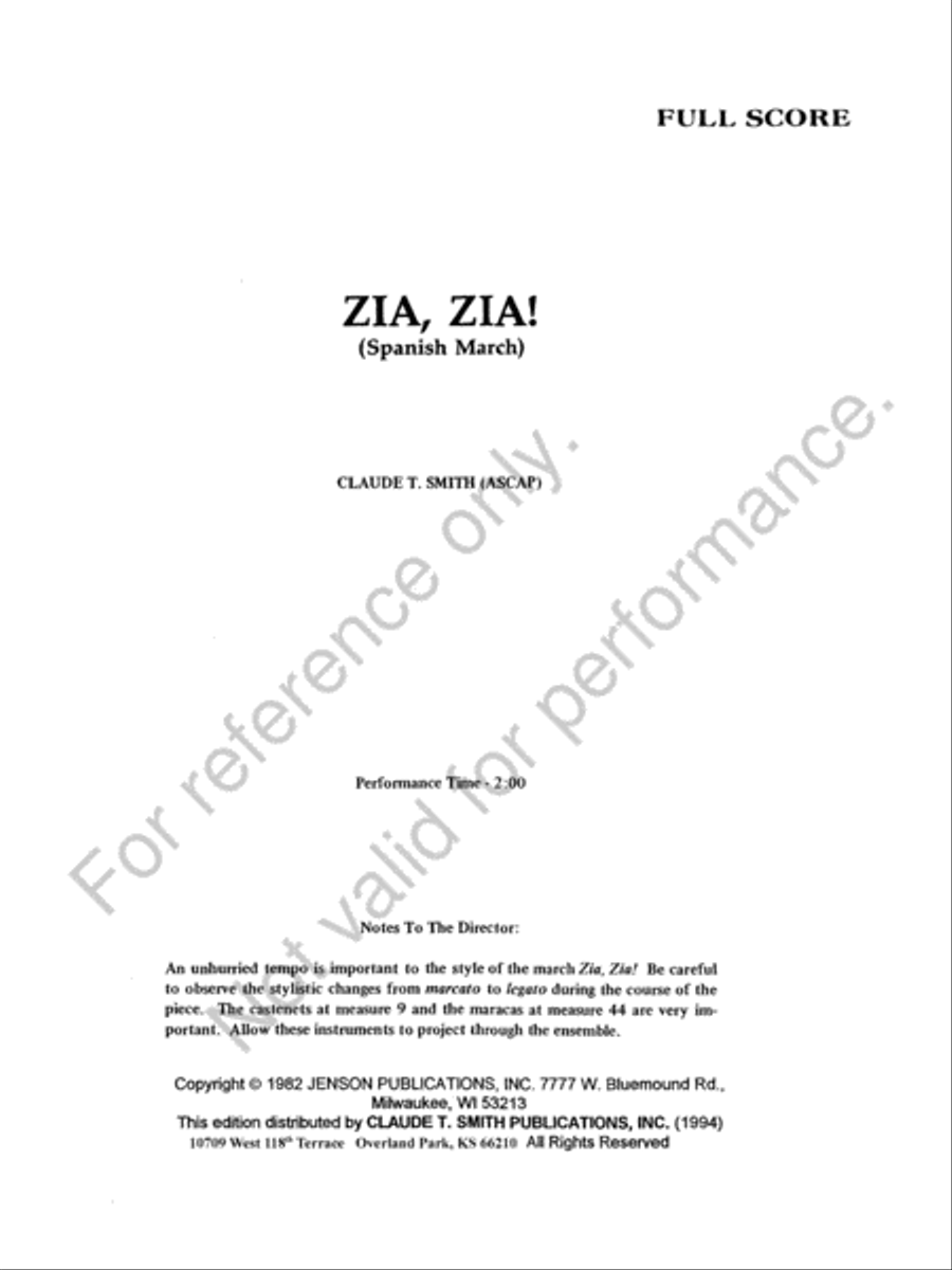 Zia, Zia! Concert Band scores gallery preview page 2