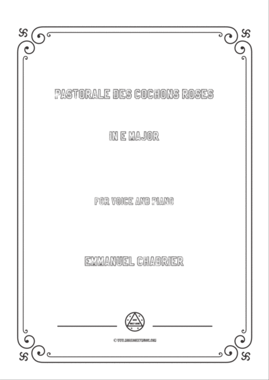 Chabrier-Pastorale des cochons roses in E Major,for voice and piano Voice Solo scores gallery preview page 1