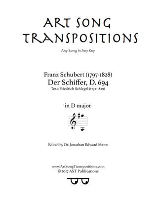 SCHUBERT: Der Schiffer, D. 694 (transposed to D major)