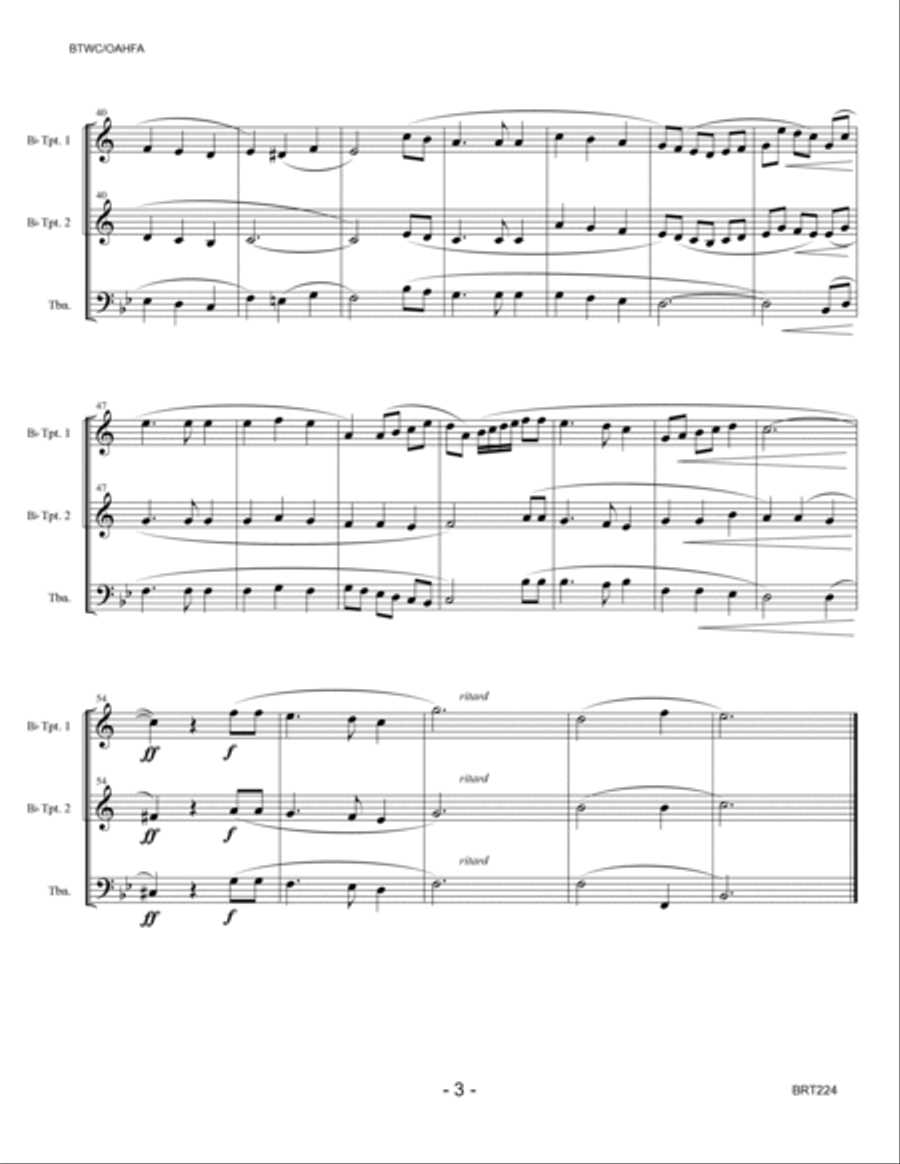 WHEN I SURVEY THE WONDROUS CROSS/ON A HILL FAR AWAY (The Old Rugged Cross) - 2 Trumpets & Trombone Brass Ensemble scores gallery preview page 3