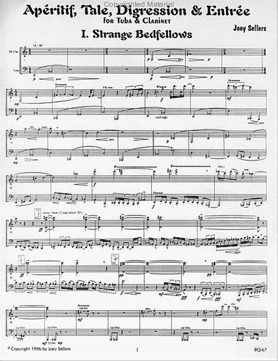 Aperitif, Tale, Digression and Entree B-Flat Clarinet scores gallery preview page 2