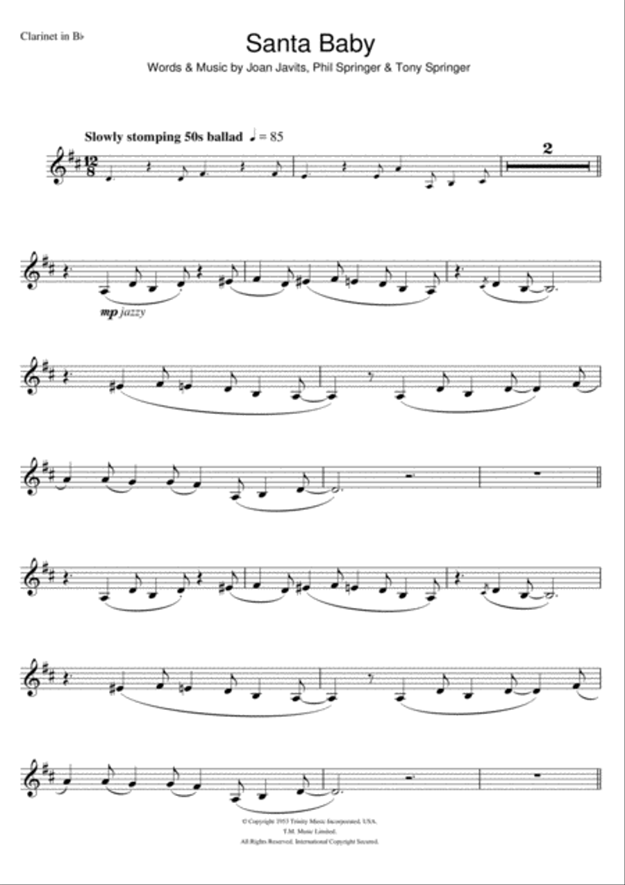 Santa Baby Santa Baby Clarinet Solo scores gallery preview page 1
