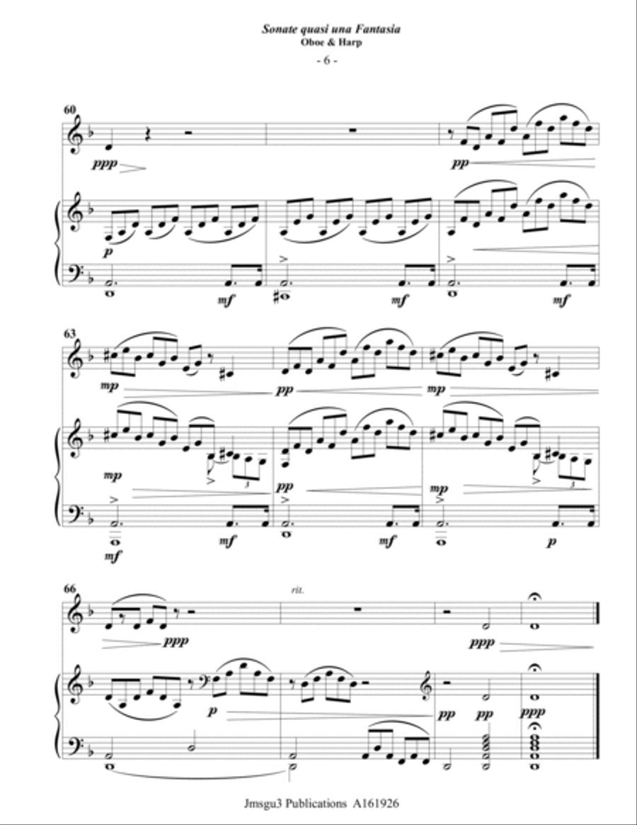 Beethoven: Adagio from the Moonlight Sonata for Oboe & Harp Harp scores gallery preview page 6