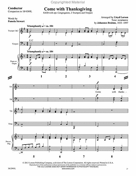 Come with Thanksgiving - Instrumental Ensemble Score and Parts