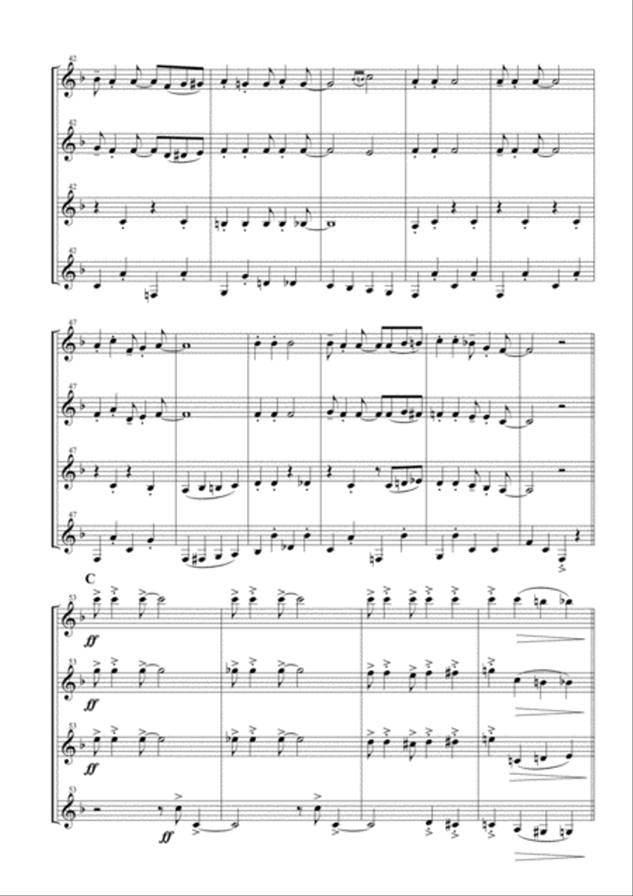 Jingle Bells for Clarinet Quartet Clarinet Quartet scores gallery preview page 6