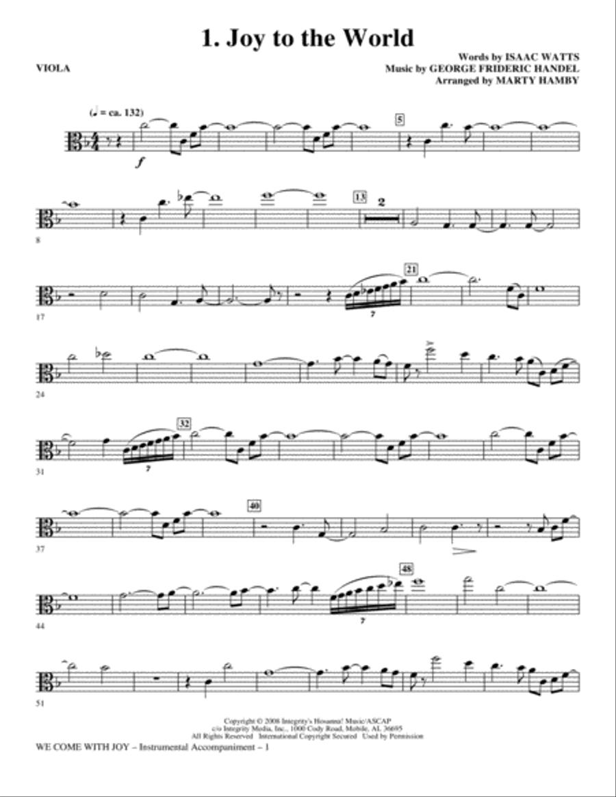 We Come With Joy Orchestration - Viola Choir scores gallery preview page 1