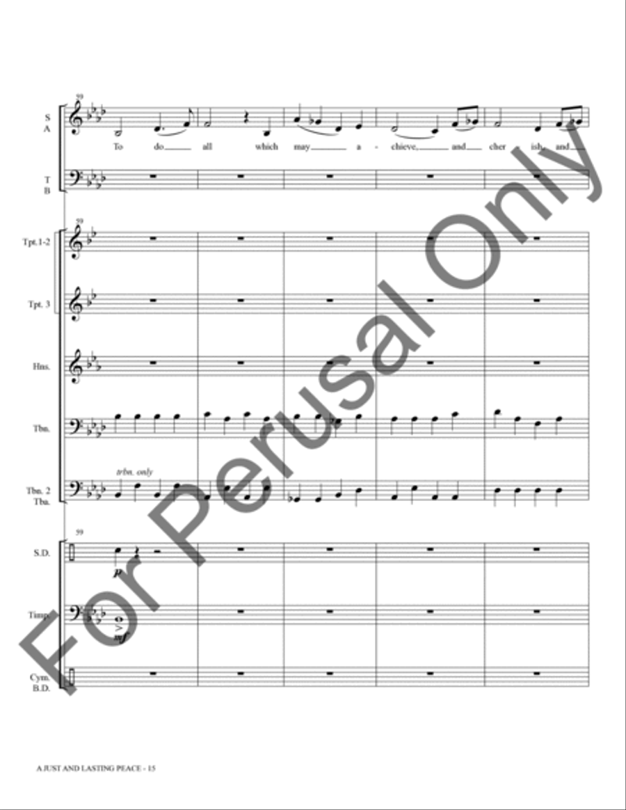 A Just And Lasting Peace (Brass and Percussion Score/Parts) Choir scores gallery preview page 16