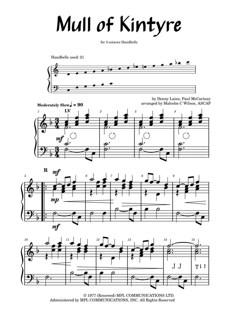 Mull Of Kintyre Handbell Choir scores gallery preview page 1