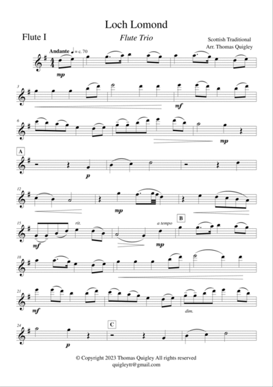 Loch Lomond (Flute Trio) Flute Trio scores gallery preview page 5