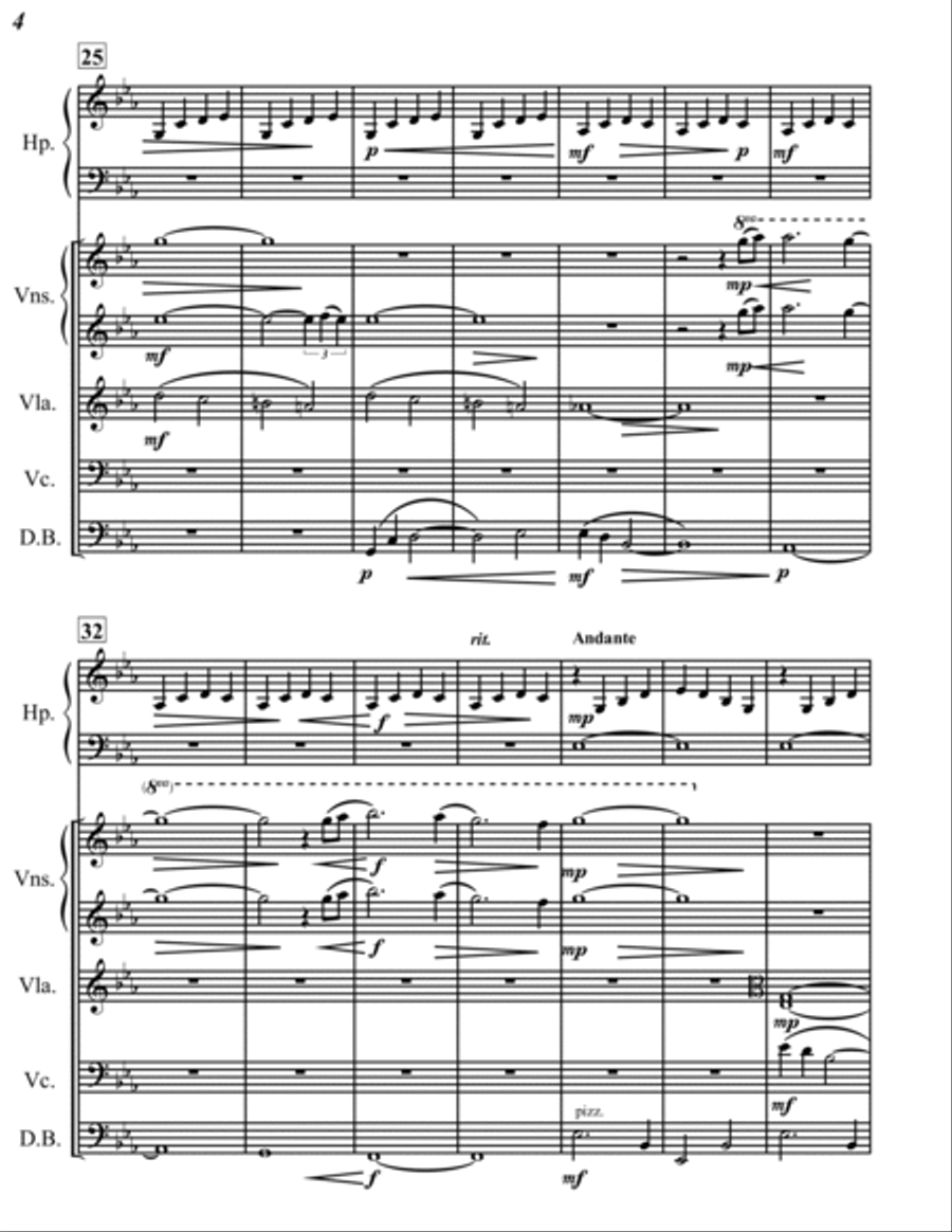 Elegy for Strings and Harp String Orchestra scores gallery preview page 5
