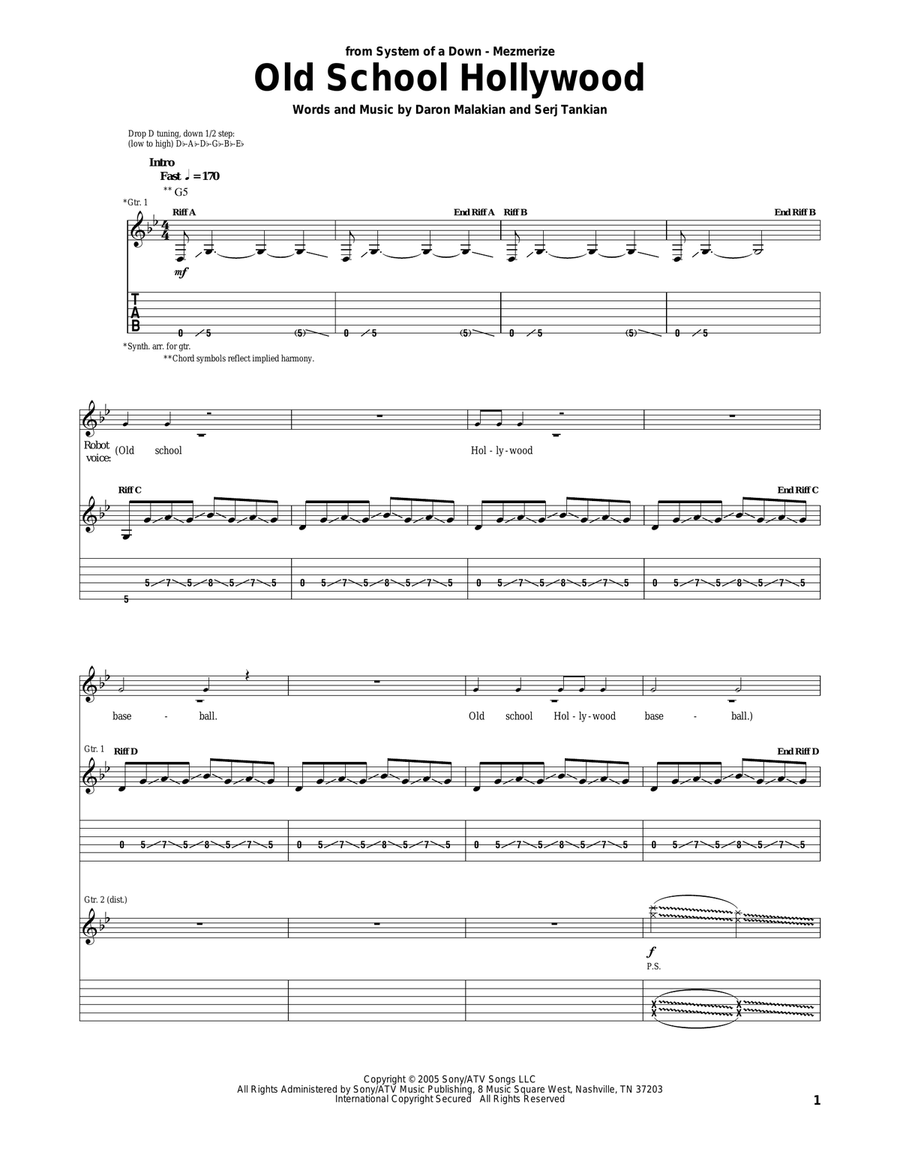 Old School Hollywood Old School Hollywood Electric Guitar scores gallery preview page 1