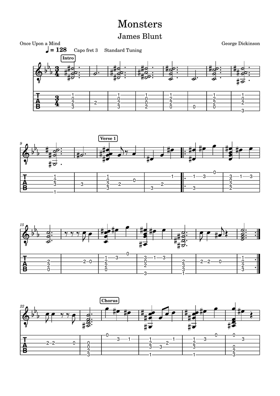 Monsters Guitar Tablature scores gallery preview page 1