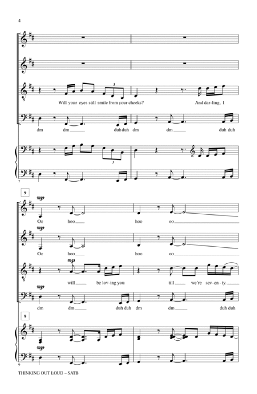 Thinking Out Loud (arr. Deke Sharon) 4-Part scores gallery preview page 3