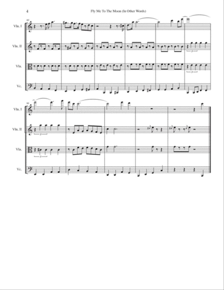 Fly Me To The Moon (in Other Words) String Quartet scores gallery preview page 4