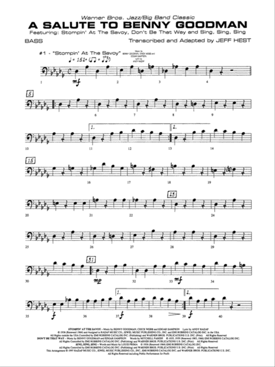A Salute to Benny Goodman: String Bass Jazz Ensemble scores gallery preview page 1