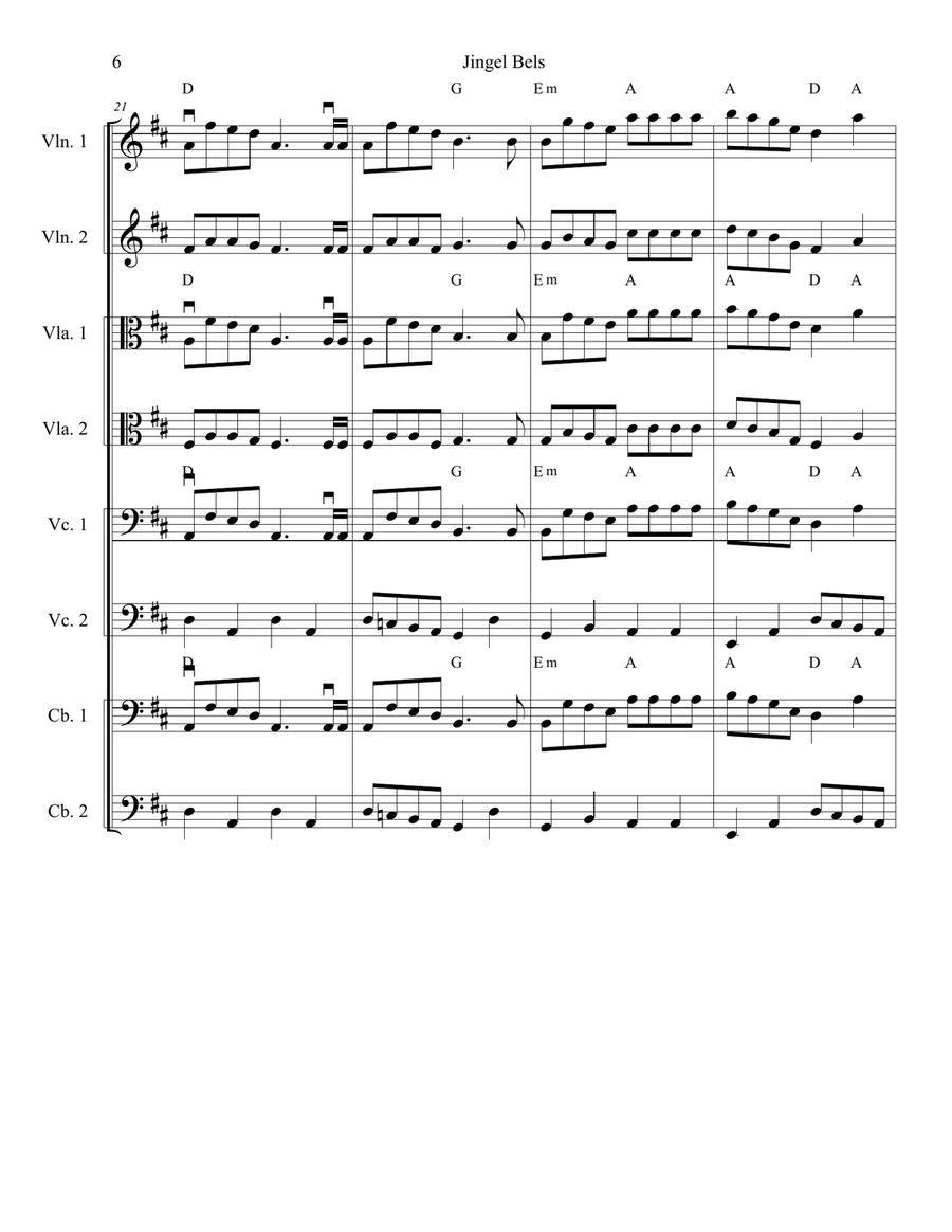 Jingle Bells for Strings String Orchestra scores gallery preview page 6