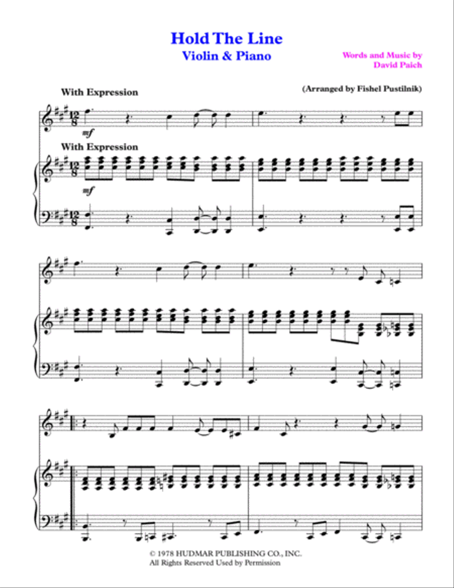 Hold The Line Violin Solo scores gallery preview page 2
