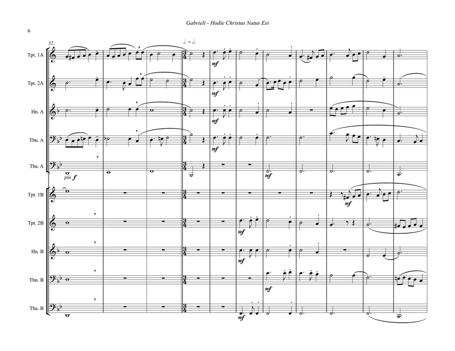 Hodie Christus Natus Est for 10-piece brass ensemble Brass Ensemble scores gallery preview page 6