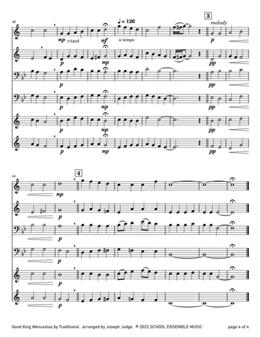 Good King Wenceslas for Brass Quartet in Schools Brass Quartet scores gallery preview page 4