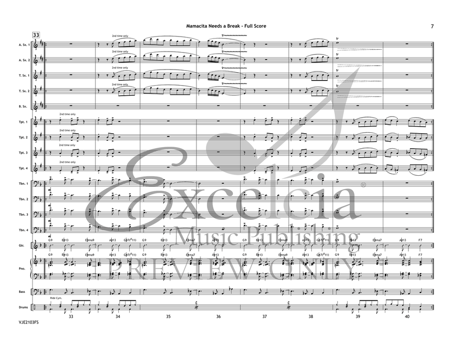 Mamacita Needs a Break (Score) Jazz Ensemble scores gallery preview page 8