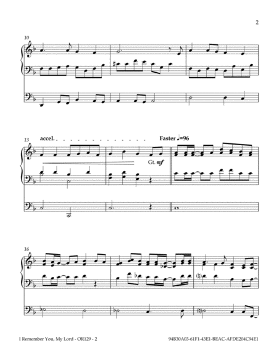 I Remember You, My Lord Organ Solo scores gallery preview page 3