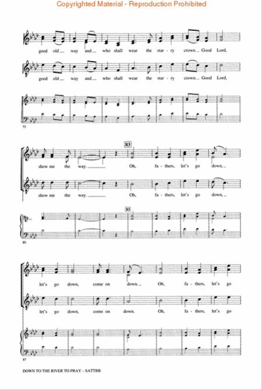 Down to the River to Pray A Cappella scores gallery preview page 3