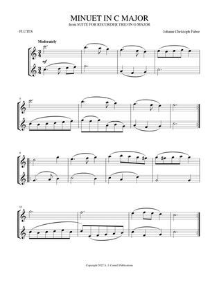 Book cover for Minuet in C Major (from Suite for Recorder Trio in G Major)