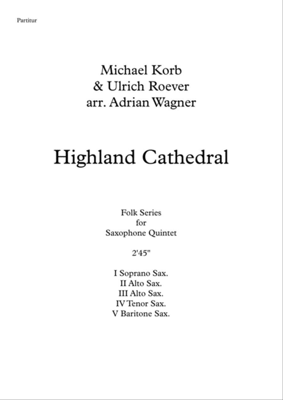 Highland Cathedral Saxophone Quintet scores gallery preview page 2