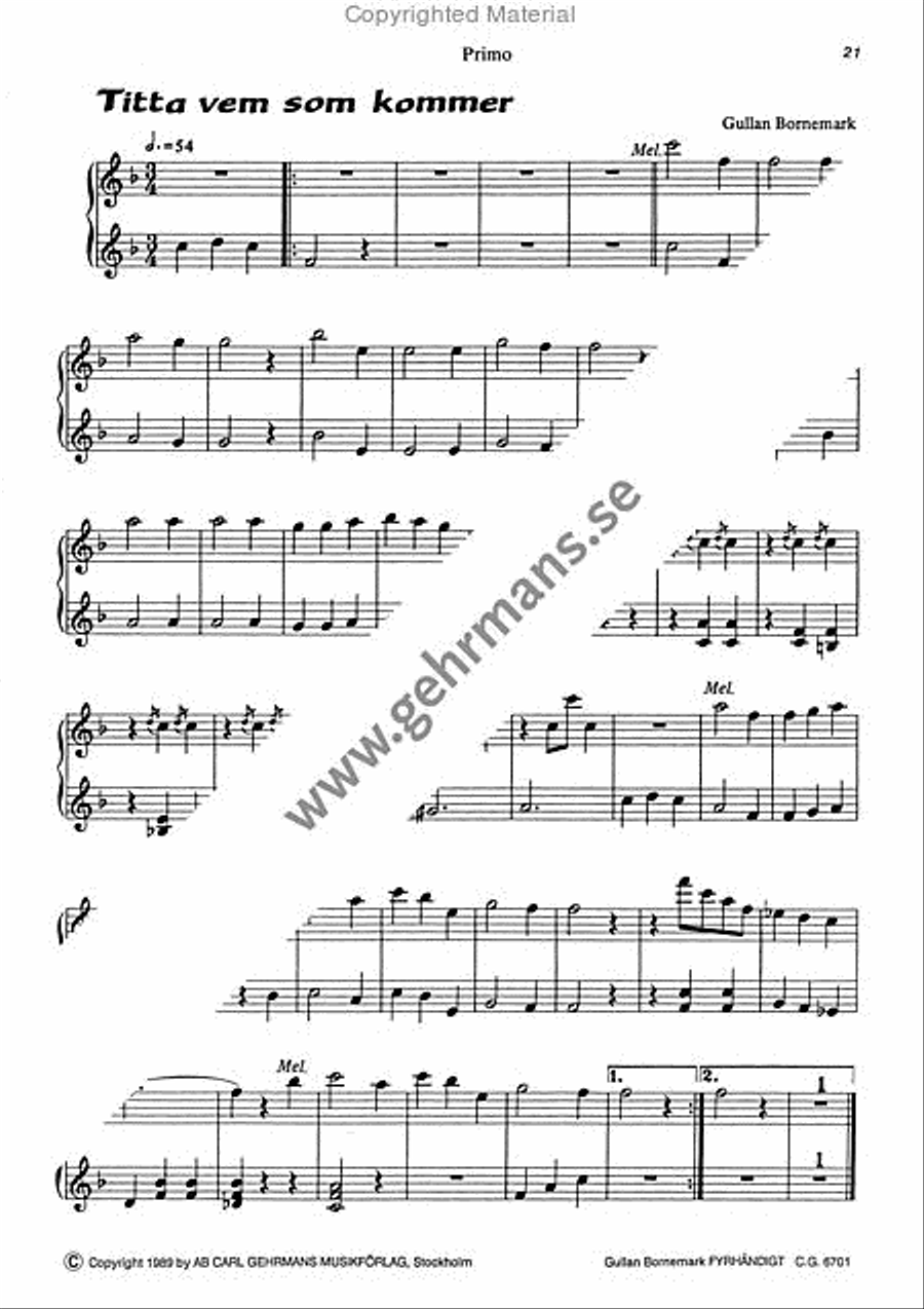 Bornemark fyrhandigt Bornemark fyrhandigt Piano Duet scores gallery preview page 8