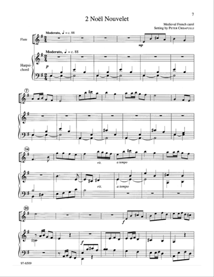 Three More Carols for Flute and Harpsichord Flute scores gallery preview page 4