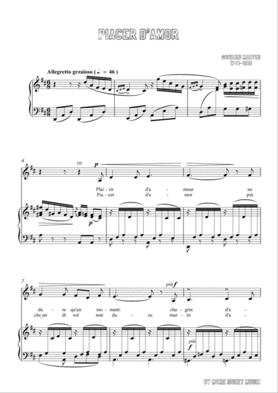 Giovanni-Piacer d'amor in D Major,for Voice and Piano Voice Solo scores gallery preview page 3