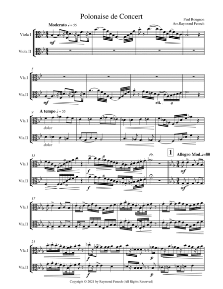 Polonaise de Concert - Paul Rougnon - for 2 Violas Duet image number null