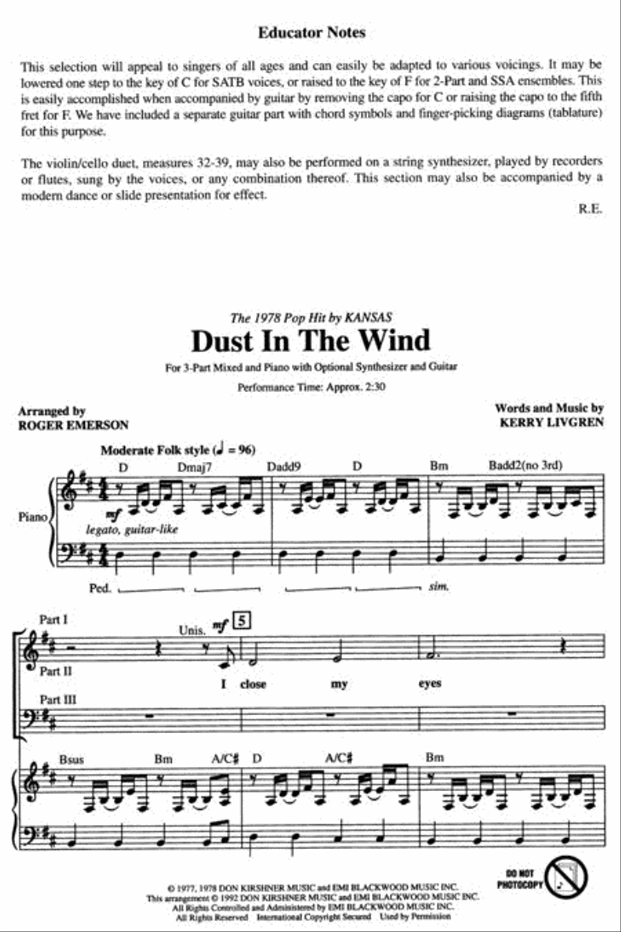 Dust in the Wind 3-Part scores gallery preview page 2