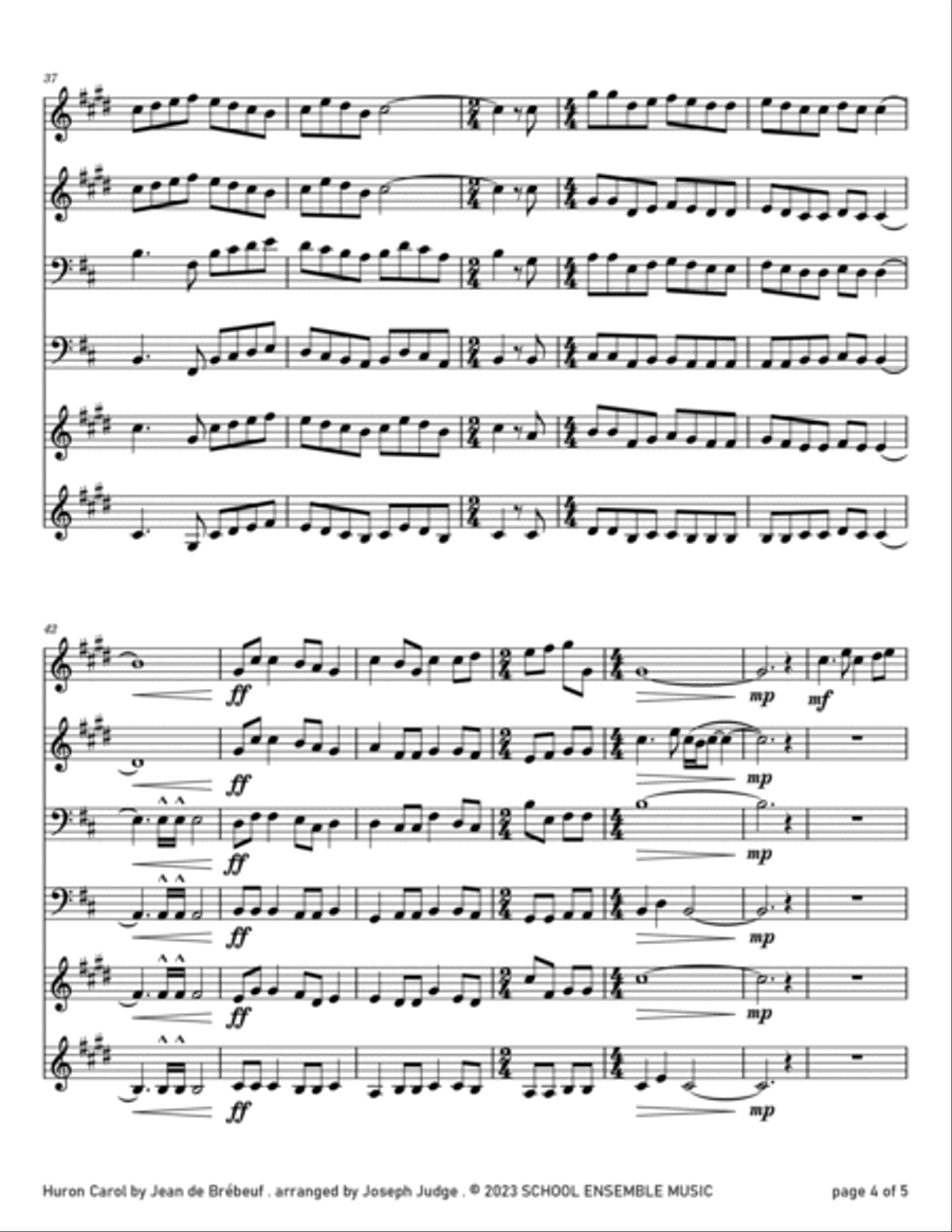 Huron Carol for Brass Quartet in Schools Brass Quartet scores gallery preview page 4