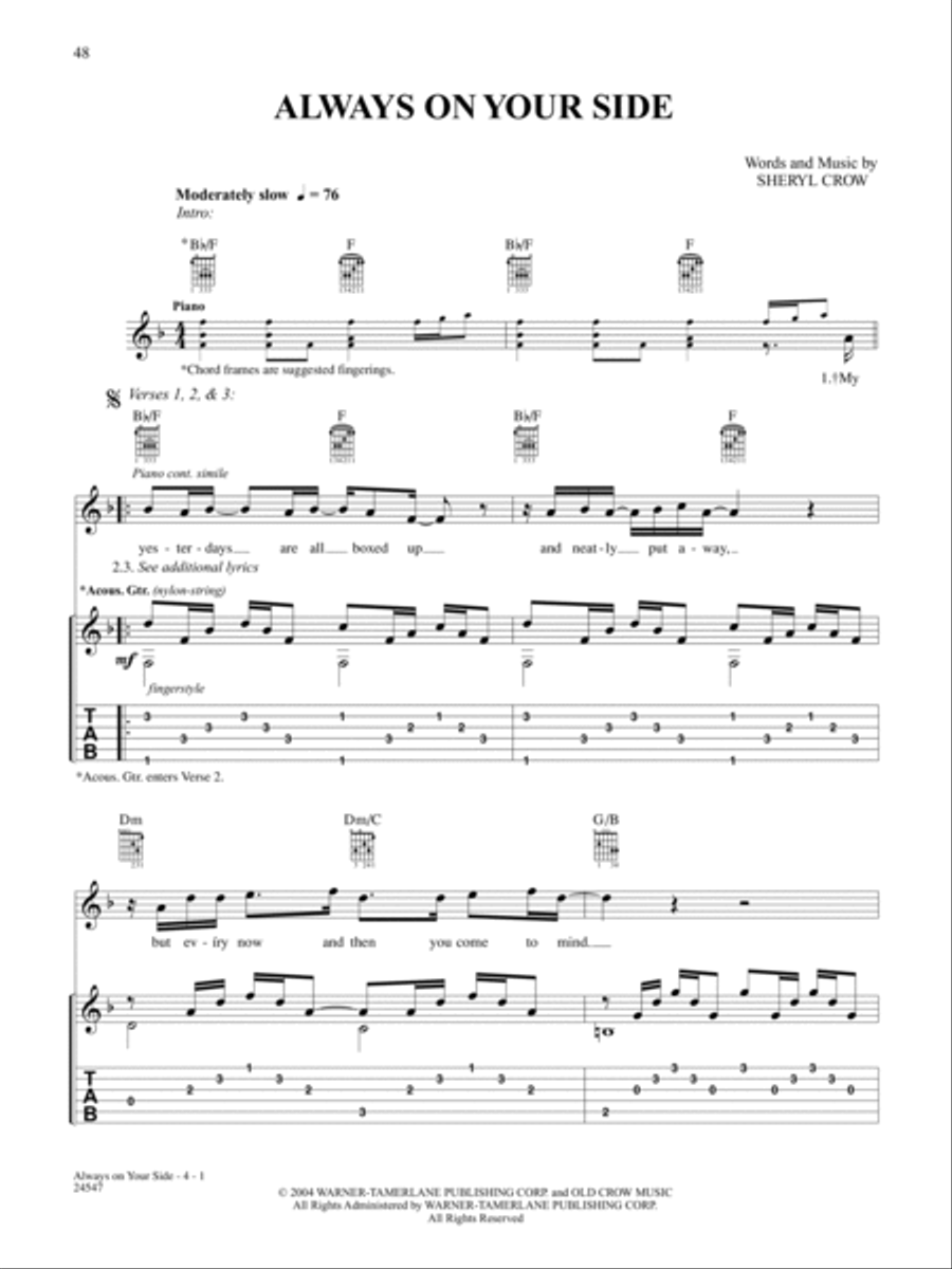 Always On Your Side Guitar Tablature scores gallery preview page 1