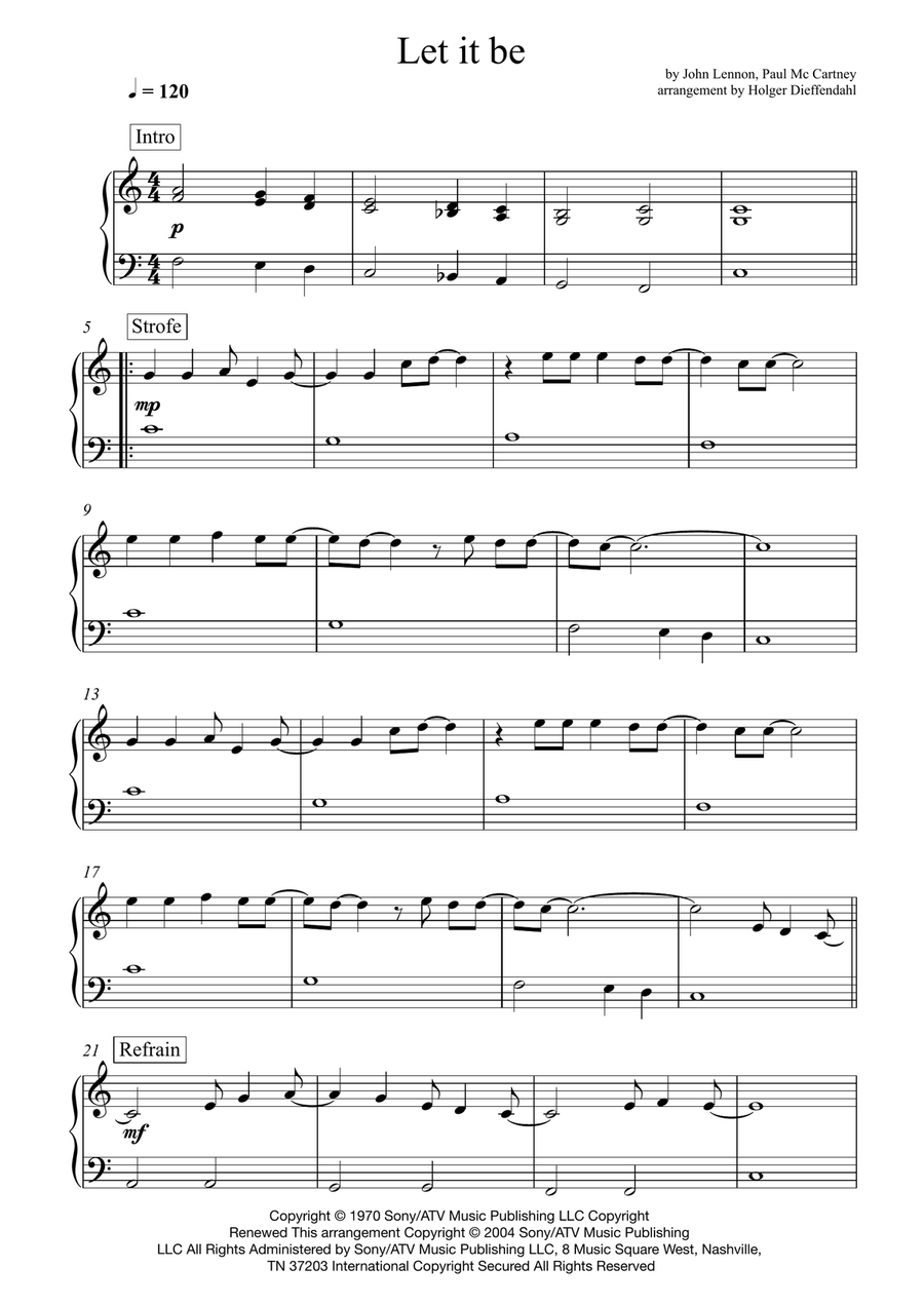 Let It Be Easy Piano scores gallery preview page 1