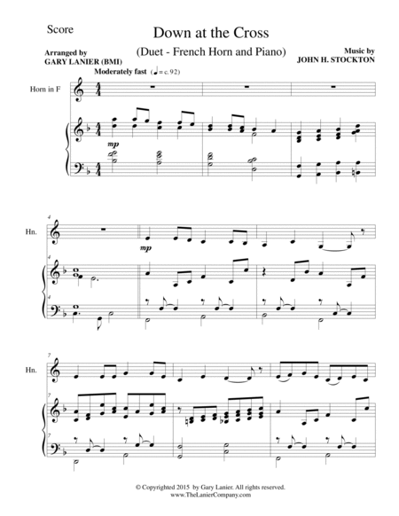 DOWN AT THE CROSS (Duet – French Horn and Piano/Score and Parts) image number null