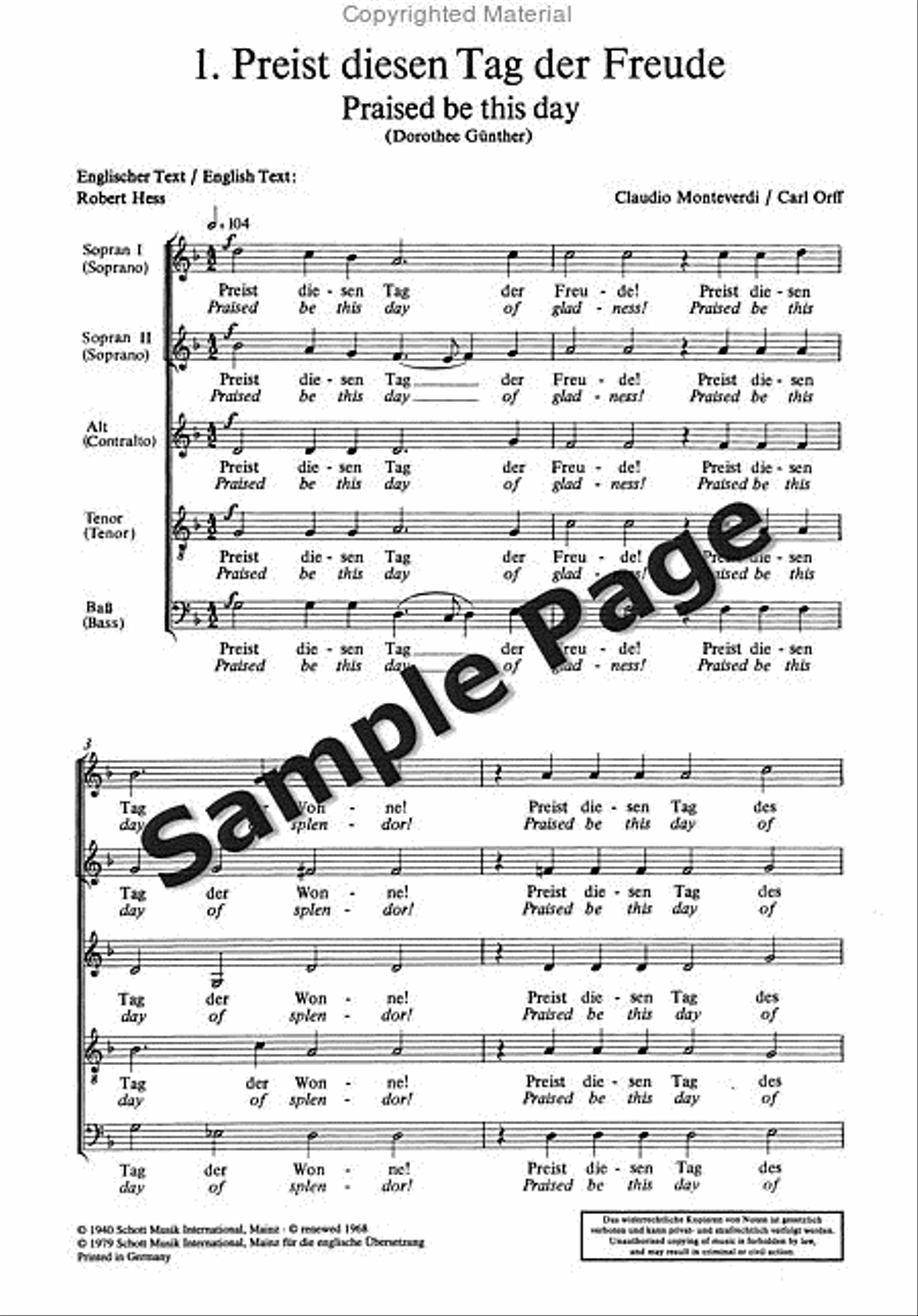 Monteverdi/orff Choere 2 Aus Orpheus Mixed Choir scores gallery preview page 4