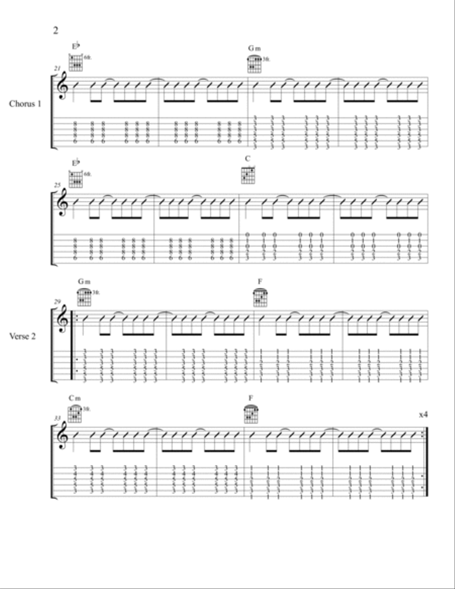 Cold Little Heart Guitar Tablature scores gallery preview page 2