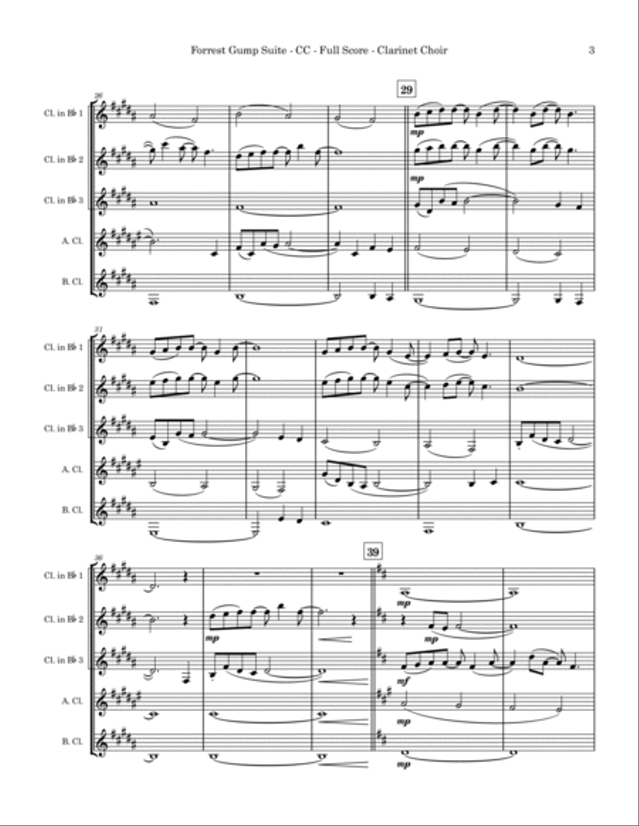 Forrest Gump Suite Clarinet Choir scores gallery preview page 3