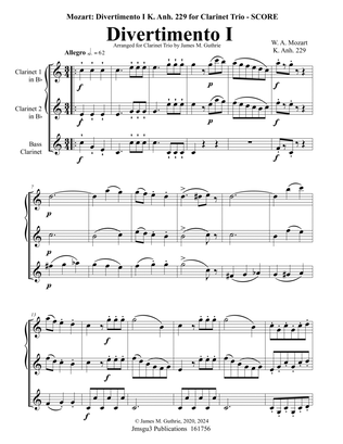 Book cover for Mozart: Divertimento No. 1 for Clarinet Trio