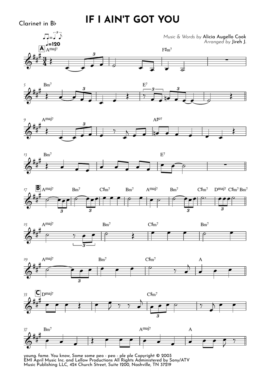 If I Ain't Got You If I Ain't Got You B-Flat Clarinet scores gallery preview page 2