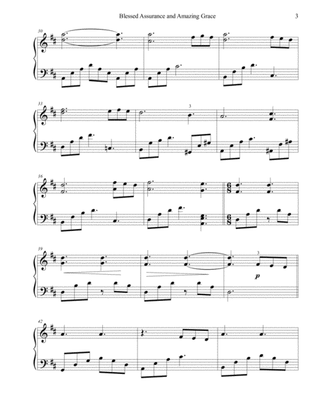 Blessed Assurance and Amazing Grace - medley for late intermediate piano image number null