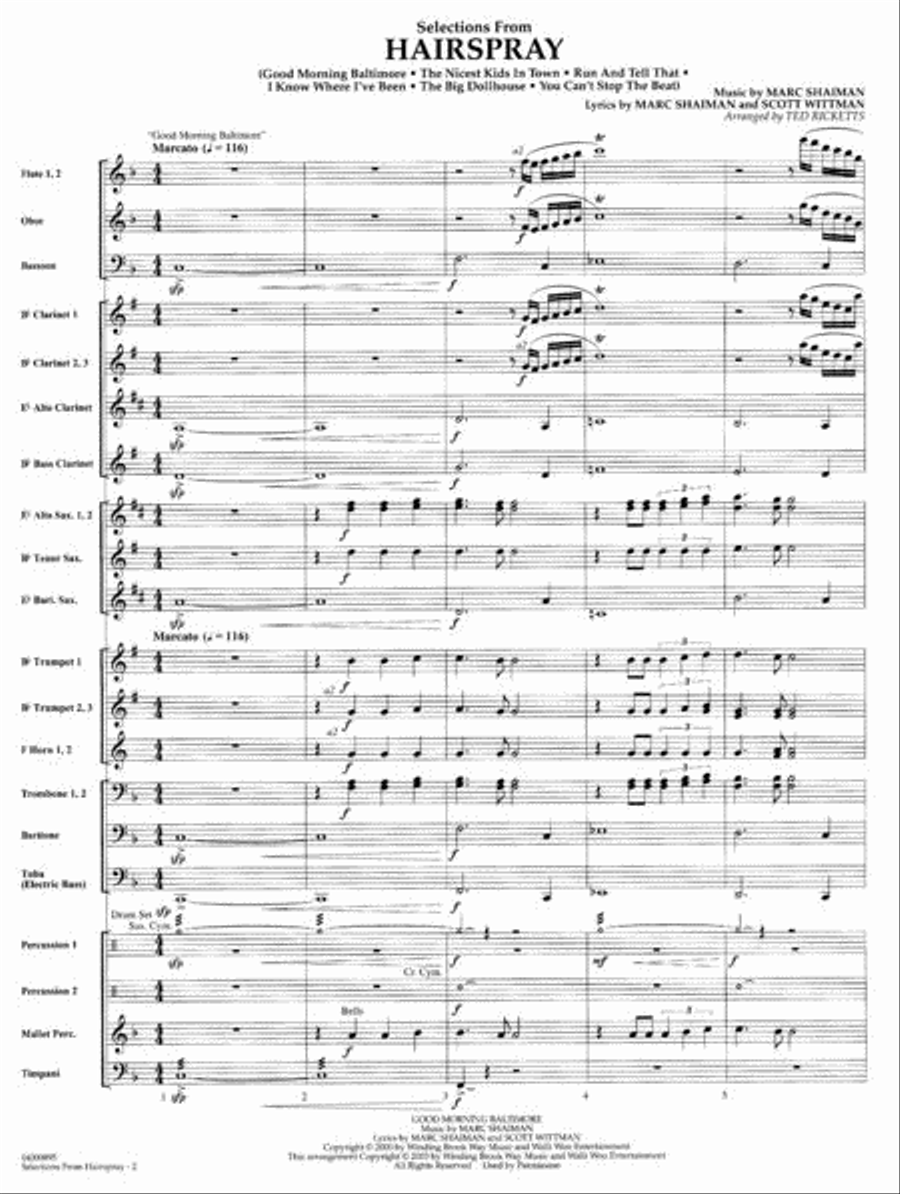 Selections from “Hairspray” Concert Band scores gallery preview page 2