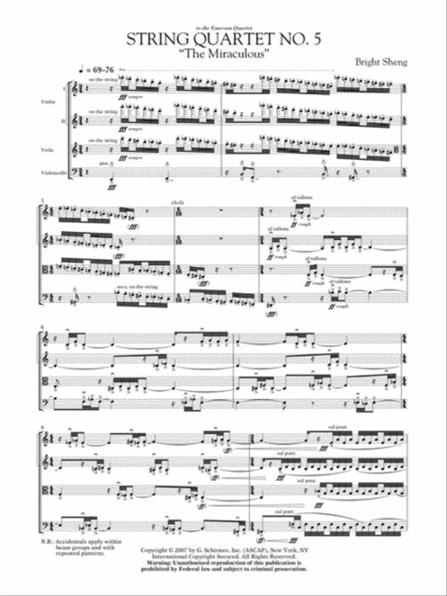String Quartet No. 5 The Miraculous String Quartet scores gallery preview page 4